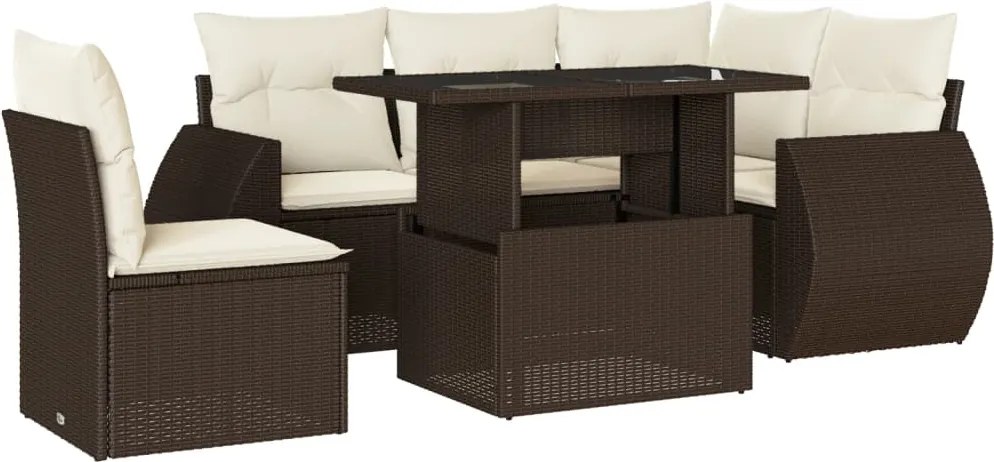 vidaXL Set canapele de grădină cu perne, 6 piese, maro, poliratan