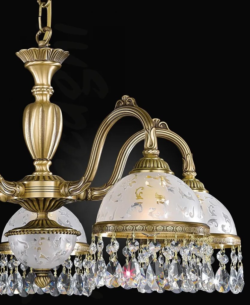 Candelabru 5 brate design clasic realizat manual din alama si Cristal Scholer 6200