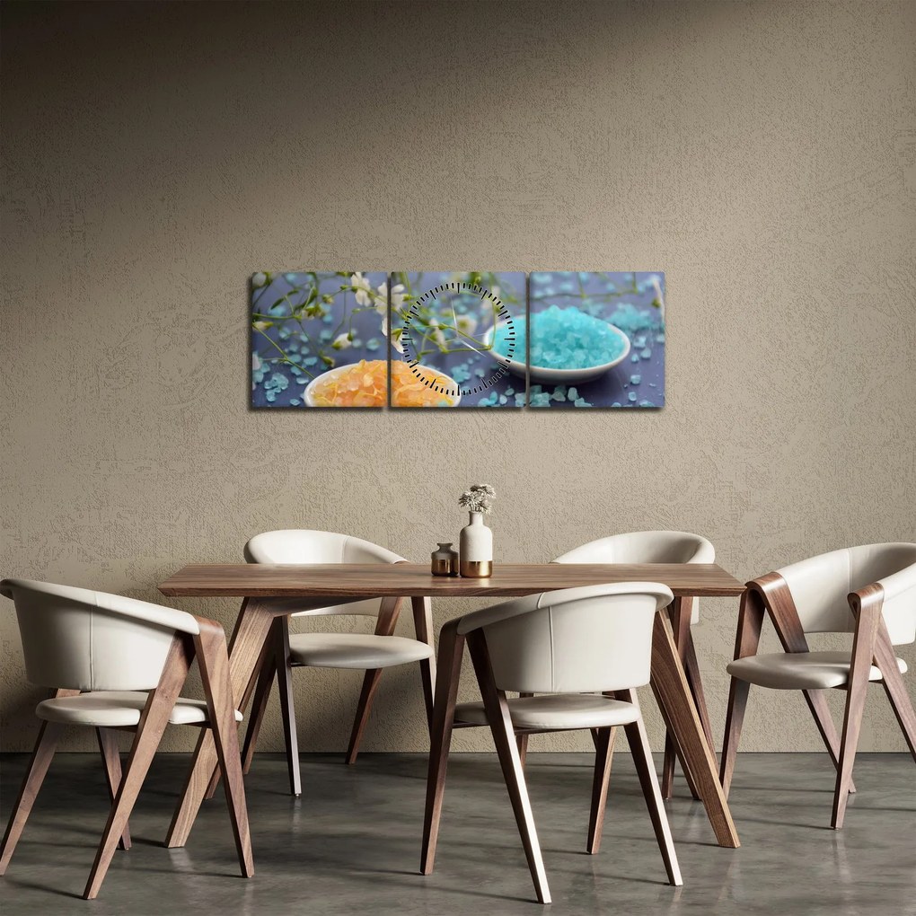 Tablou cu sarea de mare colorată (cu ceas) (90x30 cm)