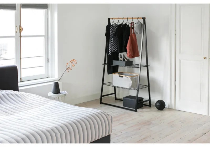 Suport multifuncțional pentru haine Brabantia Linn 1008930, 2 rafturi, Otel, Negru