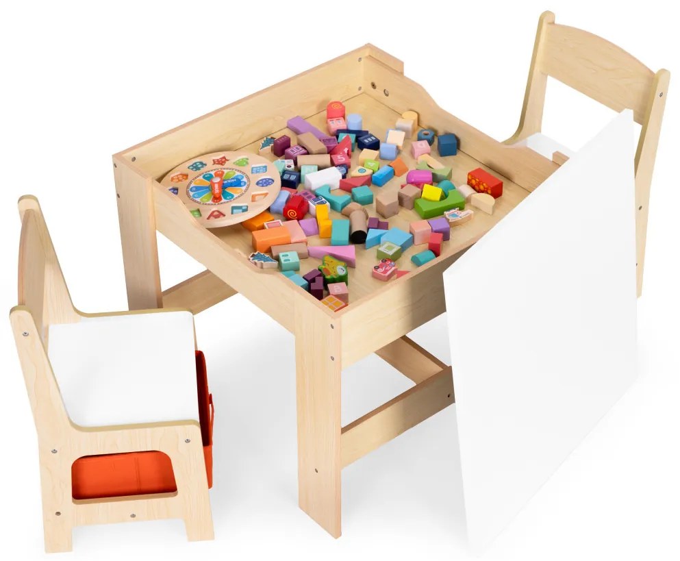 Mobilier pentru copii set masă 2 scaune cu tablă de cretă