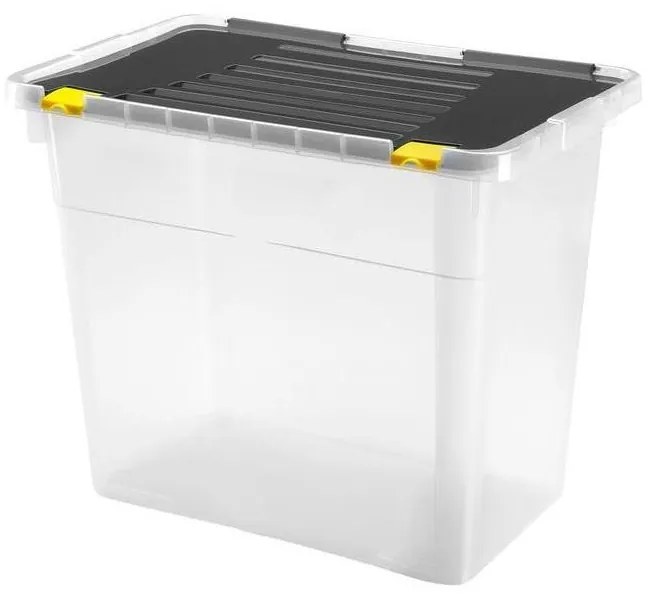 Cutie de depozitare DRAGON, 72 l, negru/transparent