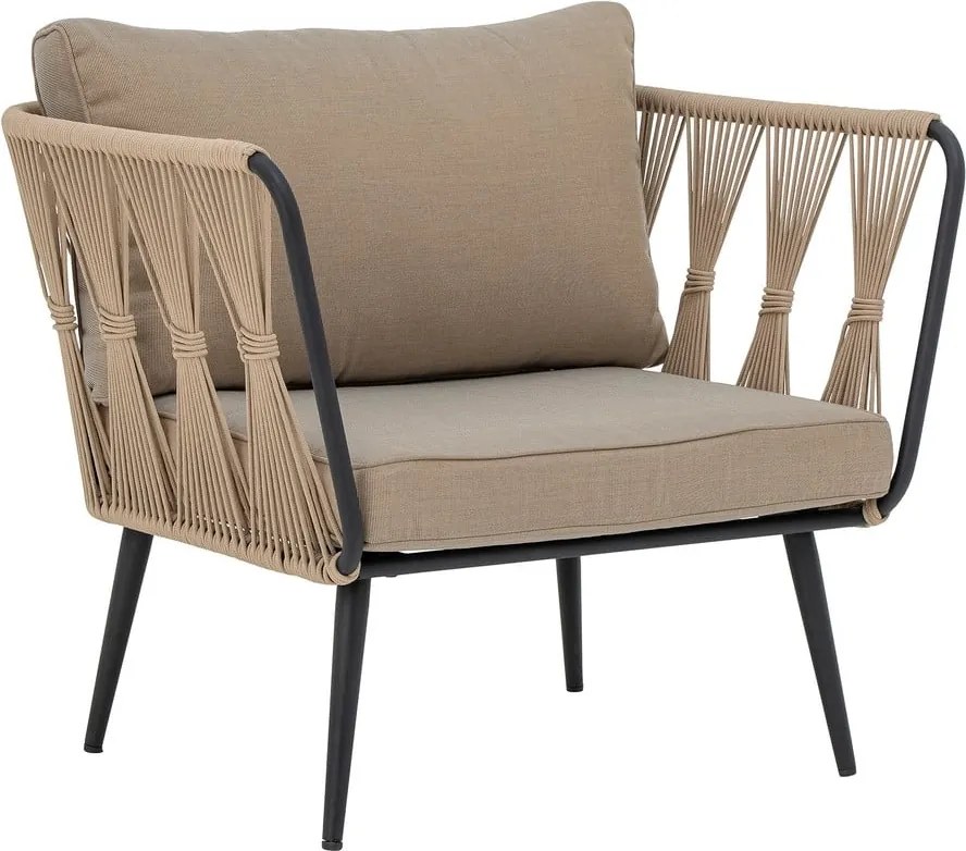 Fotoliu de grădină bej capitonat Pavone – Bloomingville