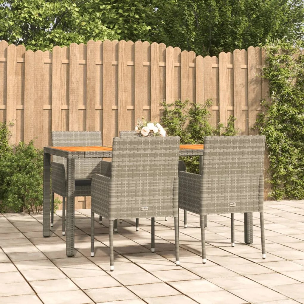 3185019 vidaXL Set mobilier de grădină cu perne, 5 piese, gri, poliratan