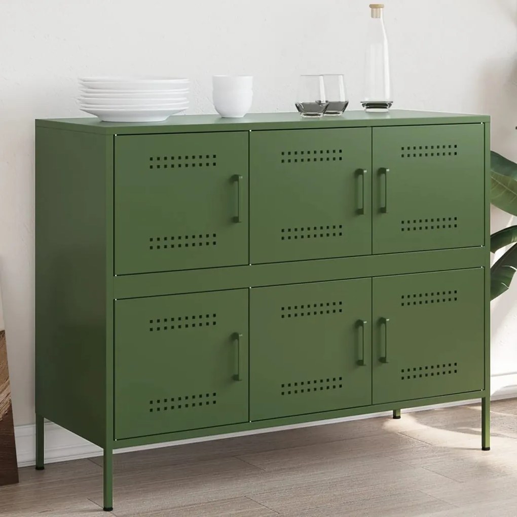vidaXL Dulap, verde măsliniu, 100,5x39x79 cm, oțel