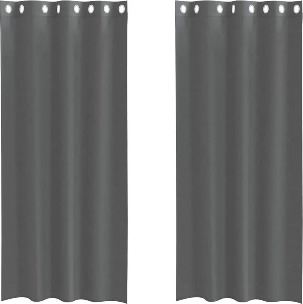 vidaXL Perdele Voile cu Oelii 2 buc Gri închis 140x225 cm