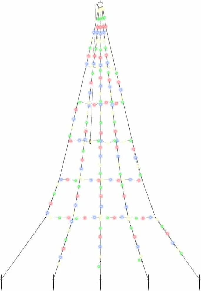 vidaXL Brad de Crăciun LED cu țevi de prindere în pământ 306 cm Metal