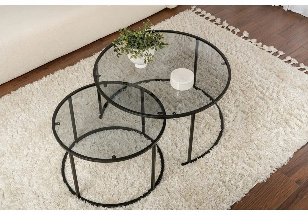 Set de măsuțe de cafea Aurum Black and Grey80 cm, 2 buc.