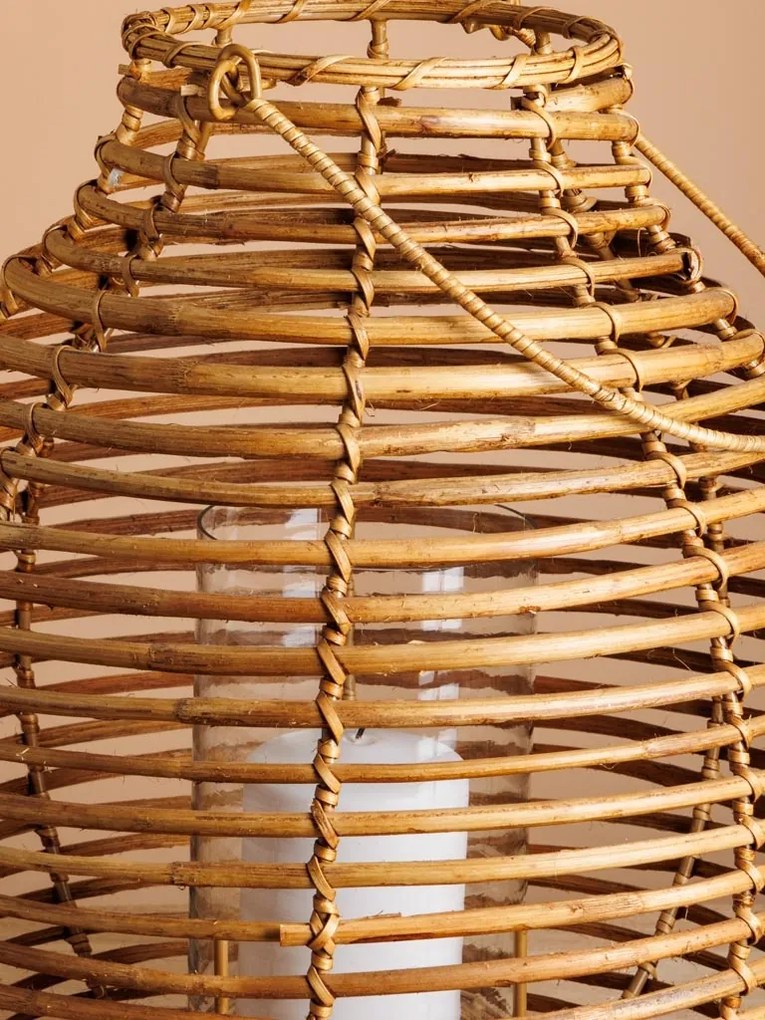 Suport lumanare natur din rattan H23cm Vagabond