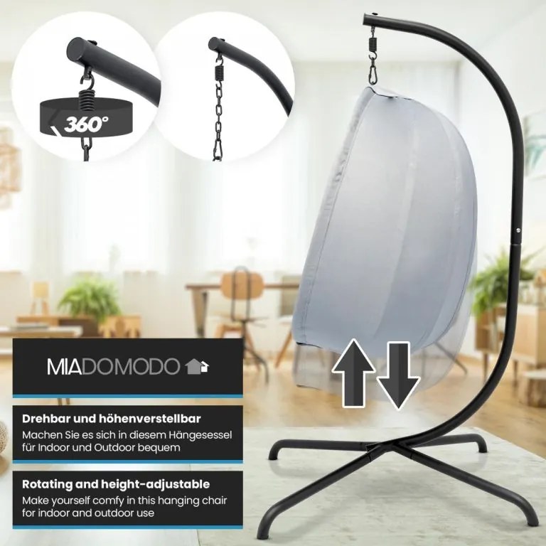 MIADOMODO scaun suspendat de tip hamac, gri, capacitate maxi