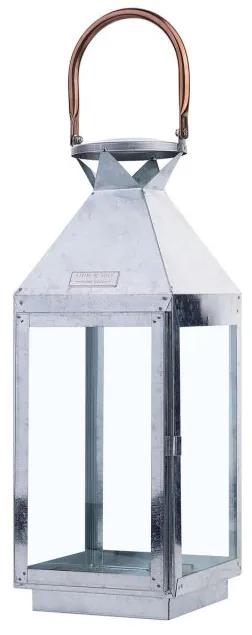 Felinar PHUKET, metal/sticla, argintiu, 15 x 15 x 50 cm