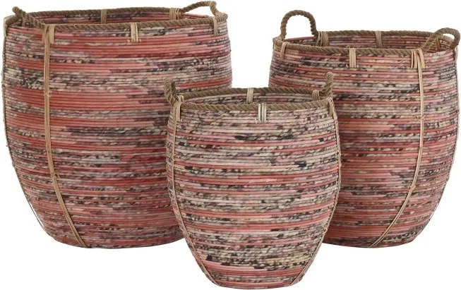 Set coșuri decorative din ratan, 52×52×58 cm, „Peach"