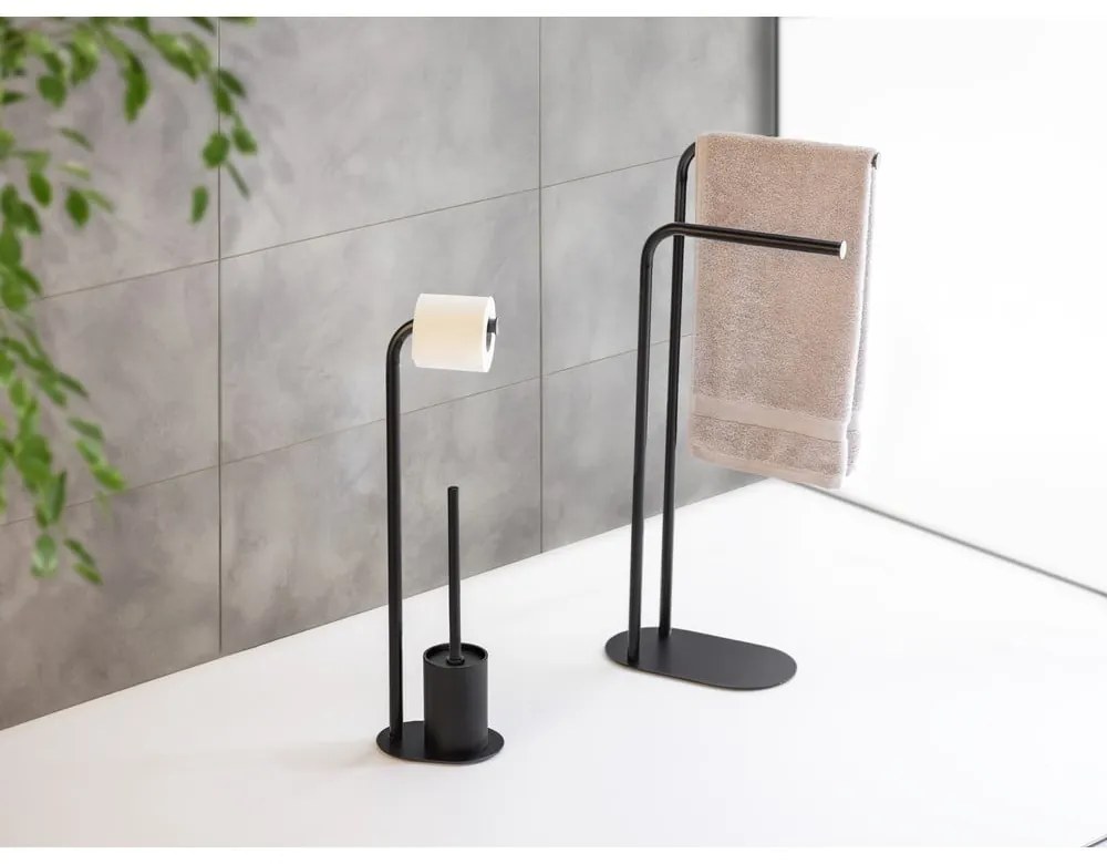 Suport pentru hârtie igienică negru din oțel Levante – Wenko