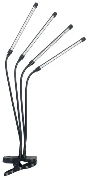 Lampă LED reglabilă cu clemă pentru plante VITARO 4xLED/10W/230V negru