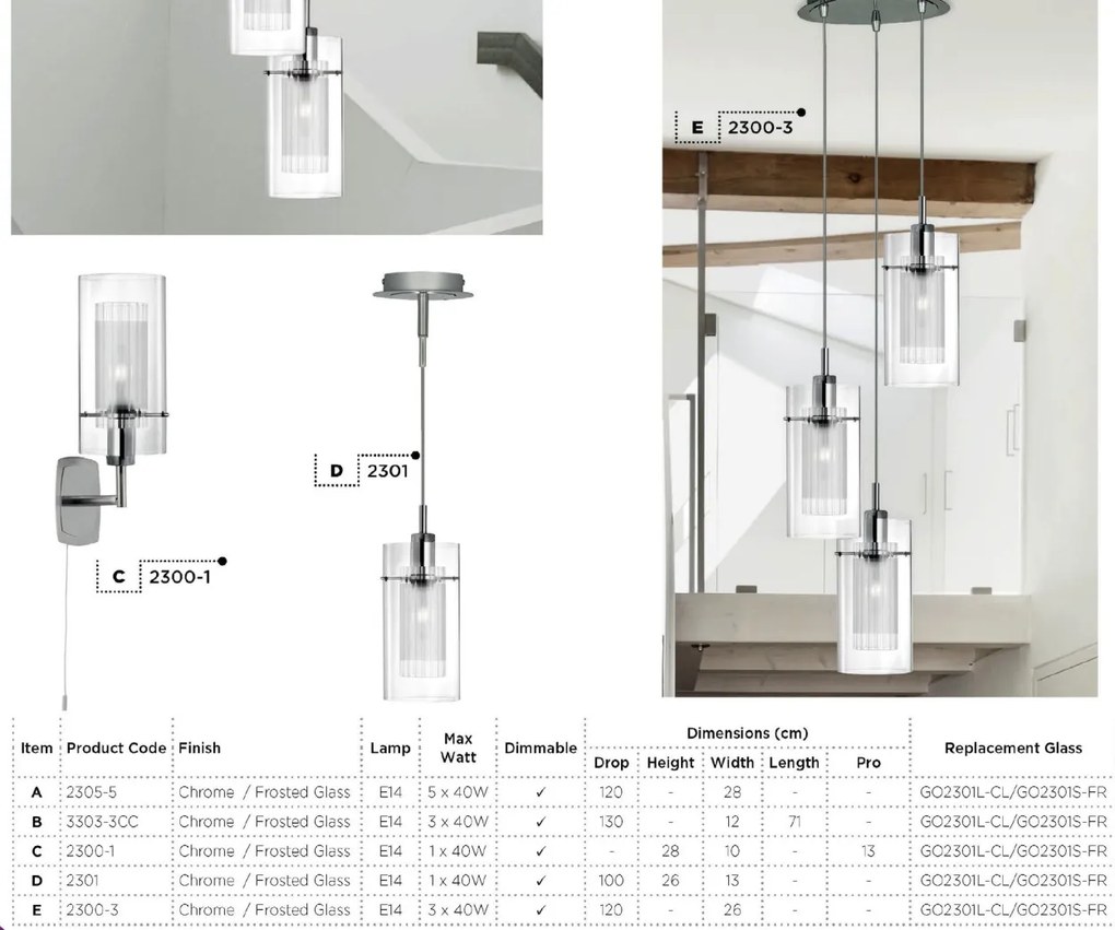 Pendul design modern Duo crom 2301 SRT