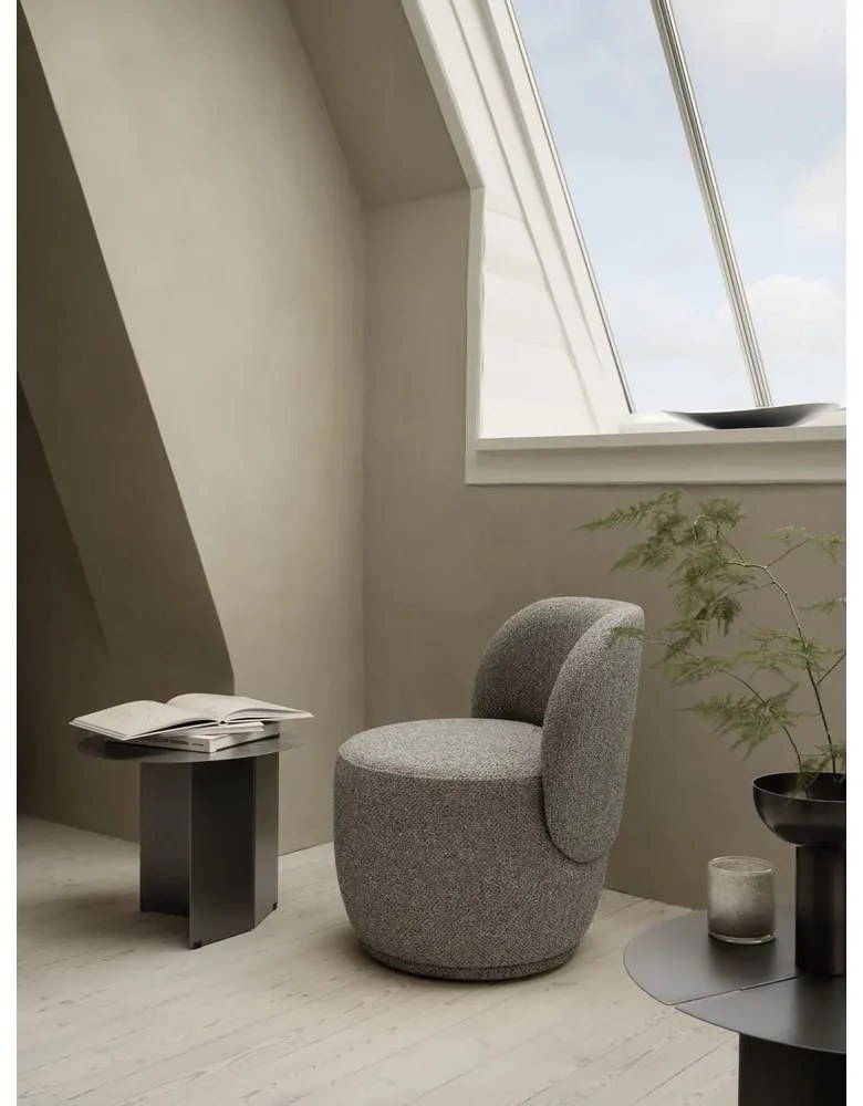 Fotoliu gri cu tapițerie din stofă bouclé KUON – Blomus