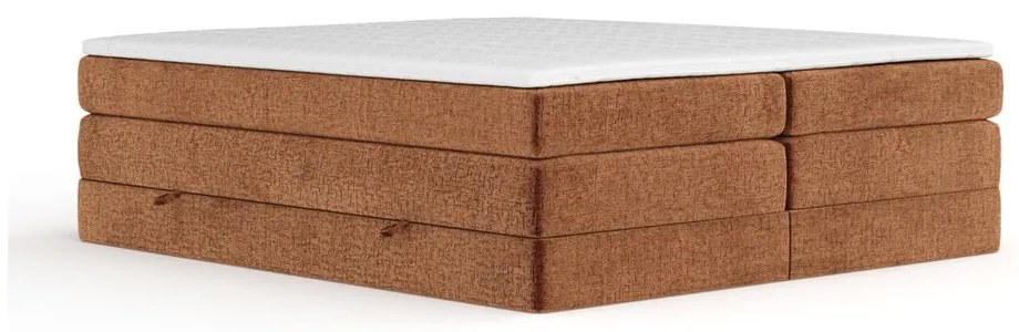 Pat boxspring portocaliu cu spațiu de depozitare/fără tăblie 160x200 cm Juniper – Maison de Rêve