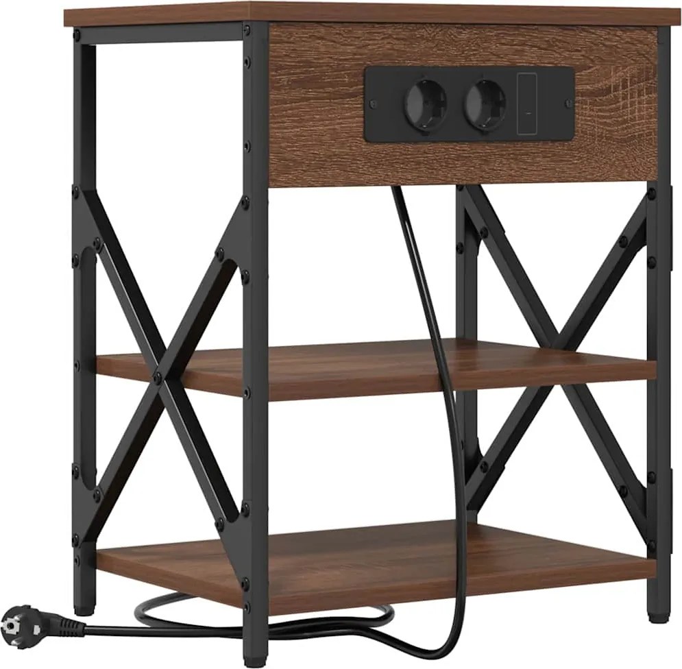 vidaXL Dulap de noapte Stejar închis 41 x 31 x 51 cm Lemn compozit