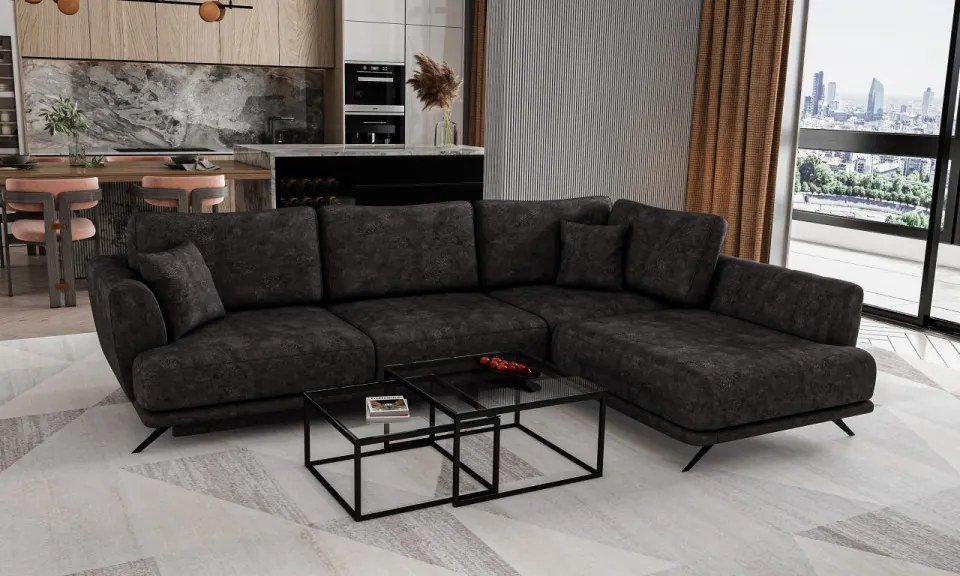 Coltar extensibil cu spatiu pentru depozitare, 276x191x90 cm, Larde R01, Eltap (Culoare: Gri deschis - Sola 4)