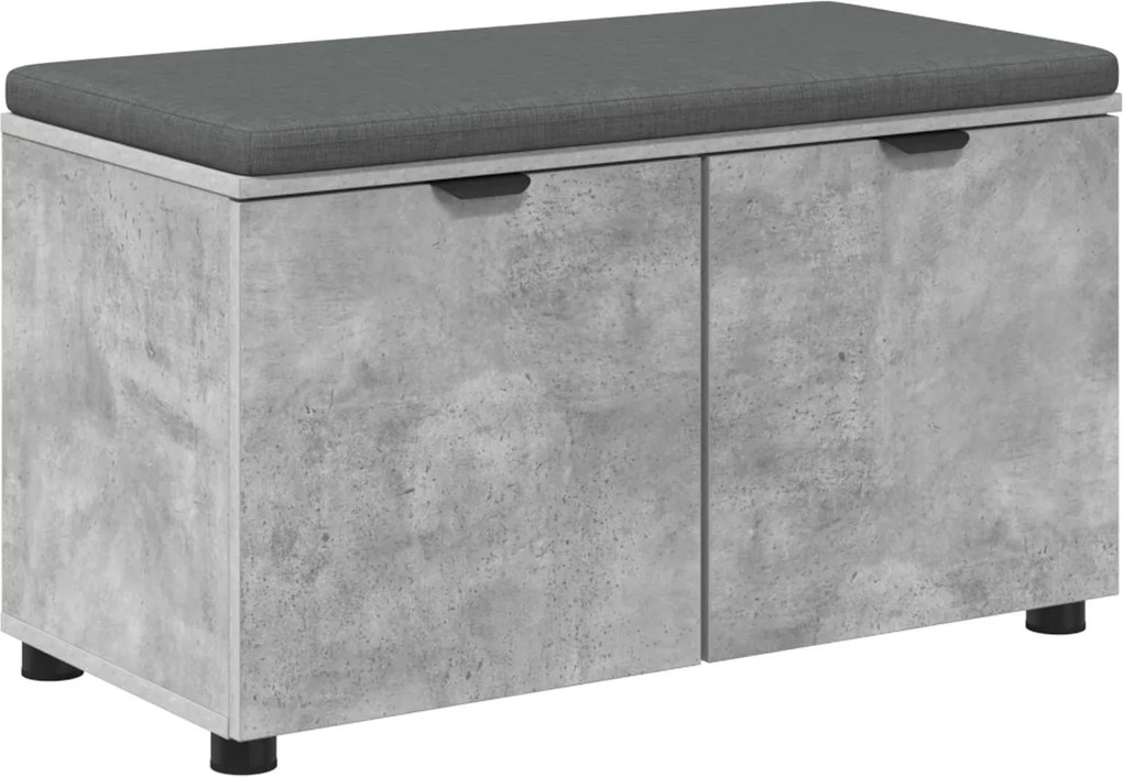 vidaXL Bancă pentru hol cu pernă cu raft Gri Beton 80 x 38 x 46 cm