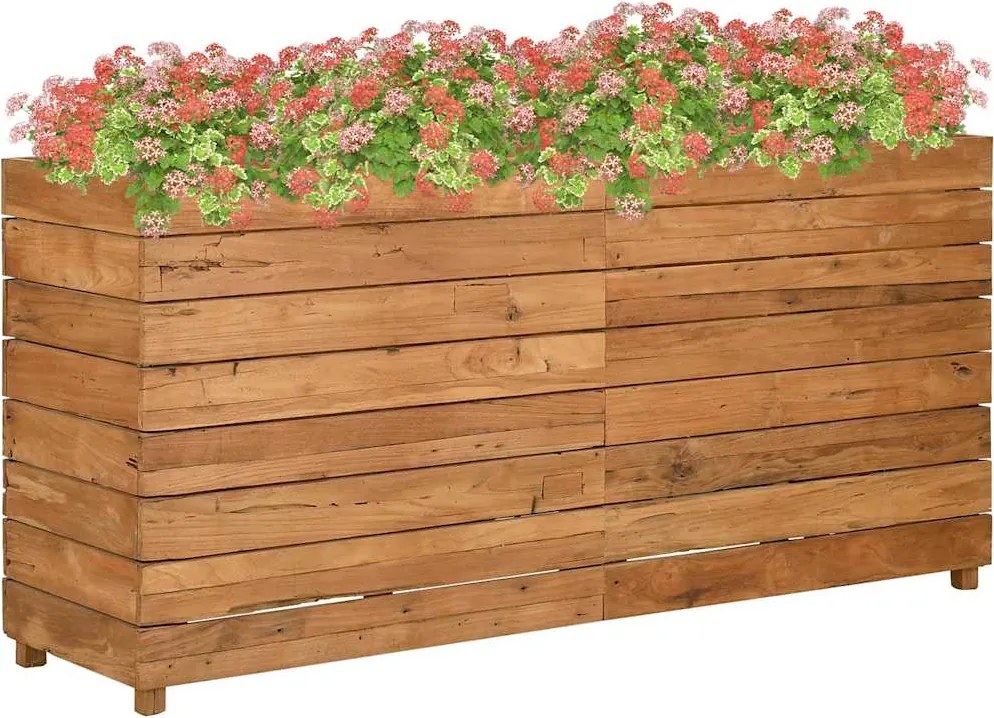 vidaXL Strat înălțat, 150x40x72 cm, lemn de tec reciclat și oțel