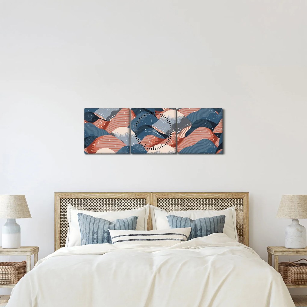Tablou - Valuri japoneze (cu ceas) (90x30 cm)