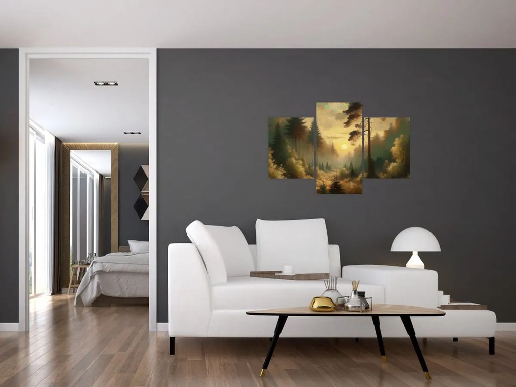 Tablou - Soare strălucind prin pădure (90x60 cm)