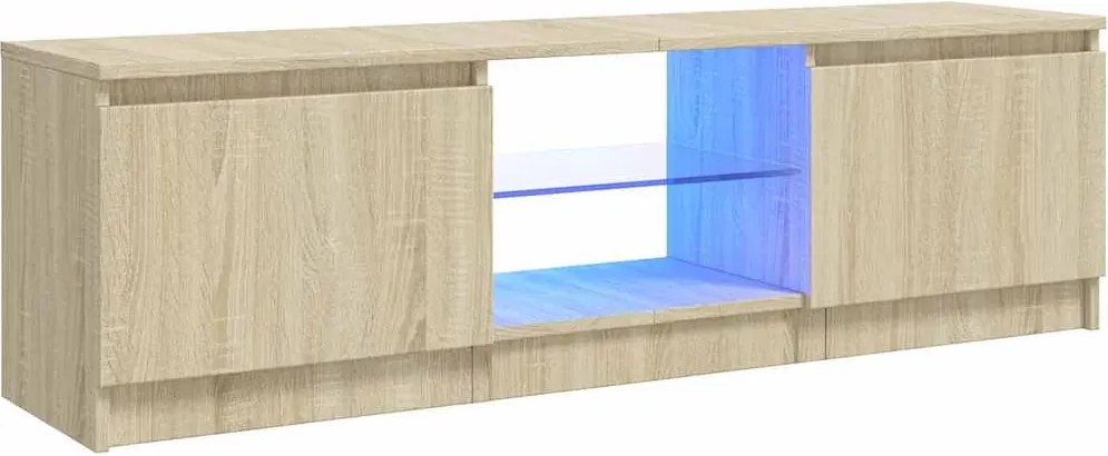 vidaXL Comodă TV cu lumini LED, stejar sonoma, 120x30x36 cm