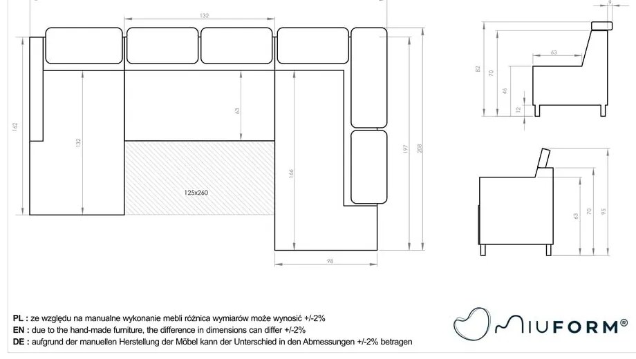 Colțar gri deschis extensibil (cu colț pe partea dreaptă) Sweet Harmony – Miuform