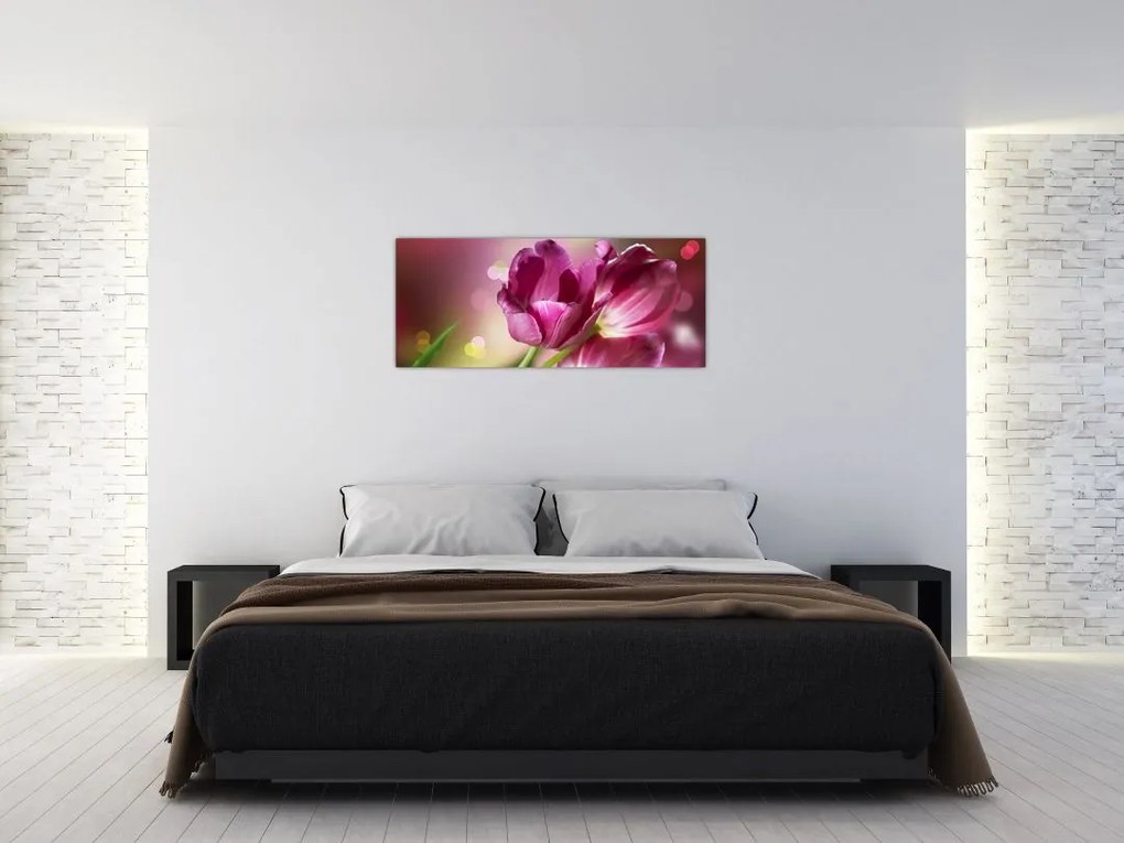Tablou cu lalele roz (120x50 cm)