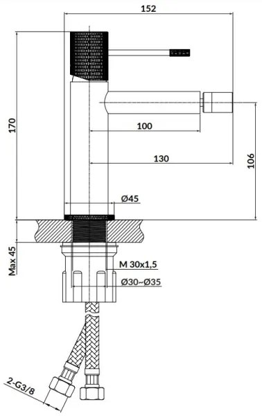 Baterie de bideu Cersanit S951-576 ZEN negru