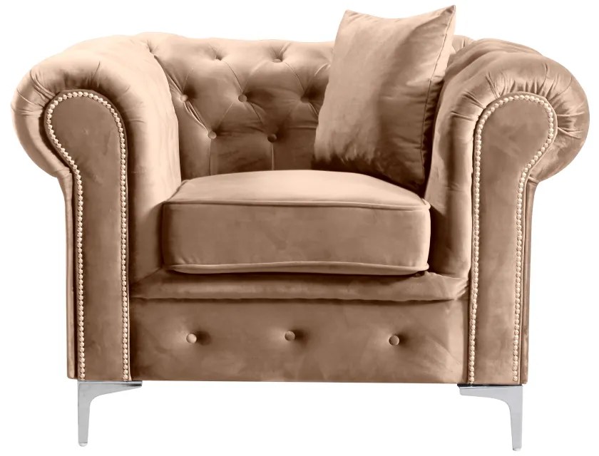 Fotoliu de lux, stofa gri-maro Velvet, ROMANO