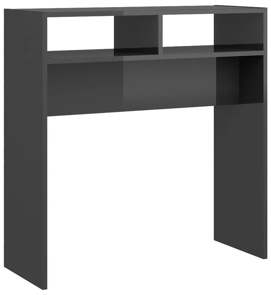 808304 vidaXL Masă consolă, gri extralucios, 78x30x80 cm, PAL
