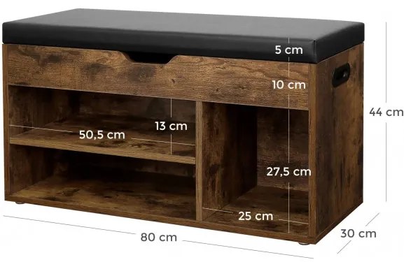 Pantofar Rustic, 80 x 30 x 44 cm
