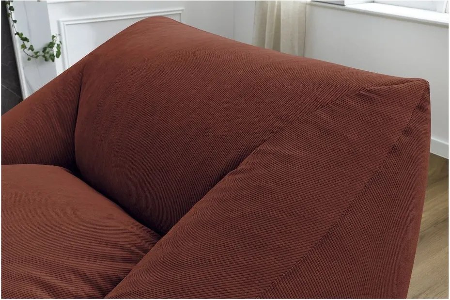 Fotoliu bean bag portocaliu cu tapițerie din catifea reiată Lilibet – Bobochic Paris