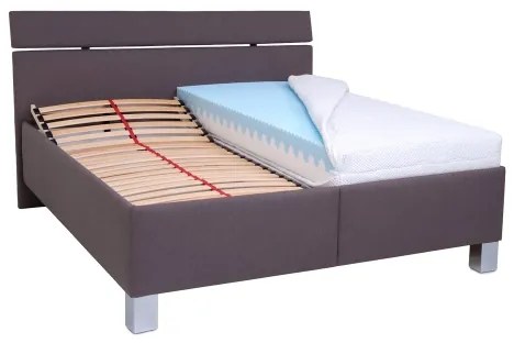 Pat tapițat ALIS 180x200 cm, cu spațiu de depozitare, fără saltea, maro