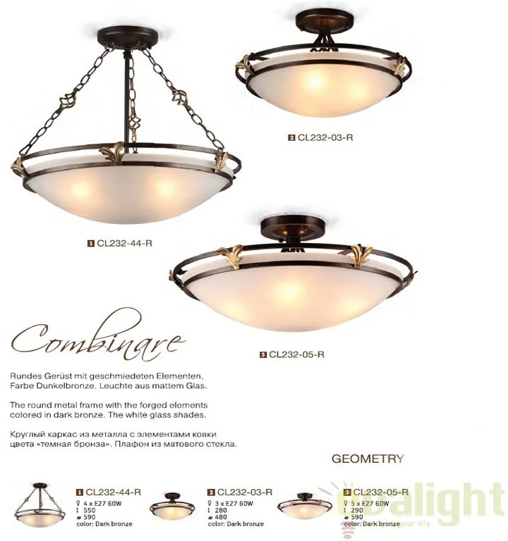 Plafoniera în stil clasic Combinare 48cm MYC232-CL-03-R
