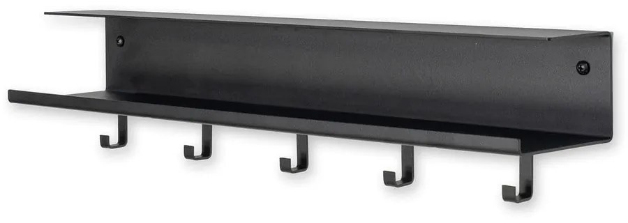 Cuier de perete negru cu raft din metal 50 cm Easy – Spinder Design