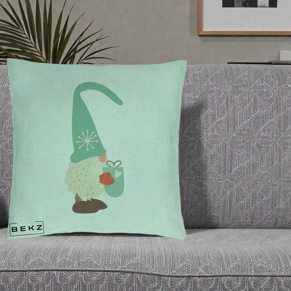 Perna Decorativa Gnom Nordic cu Cana Calda Menta, 40x40 cm, Verde Menta, Husa Detasabila, Perna Inclusa, BEKZ®