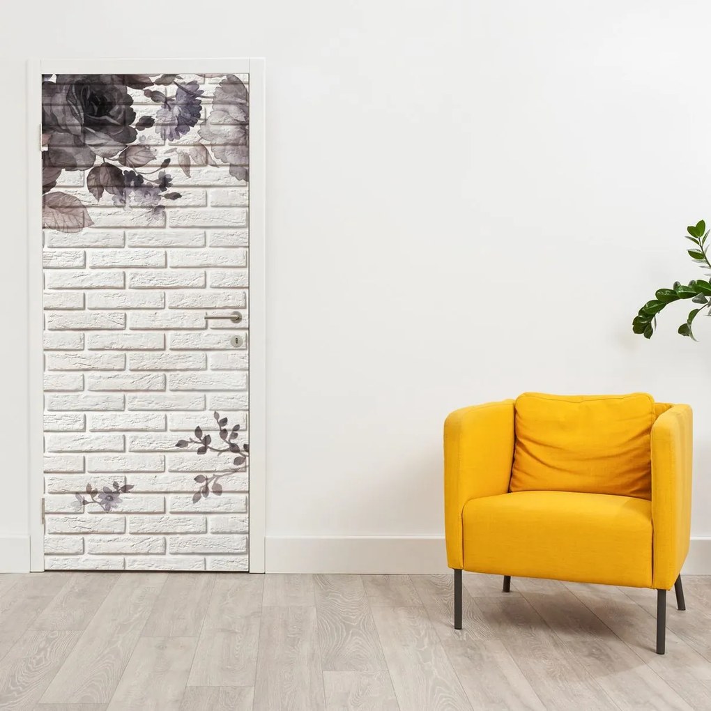 Fototapet pentru ușă - Peretele cu buchet de flori (95x205cm)