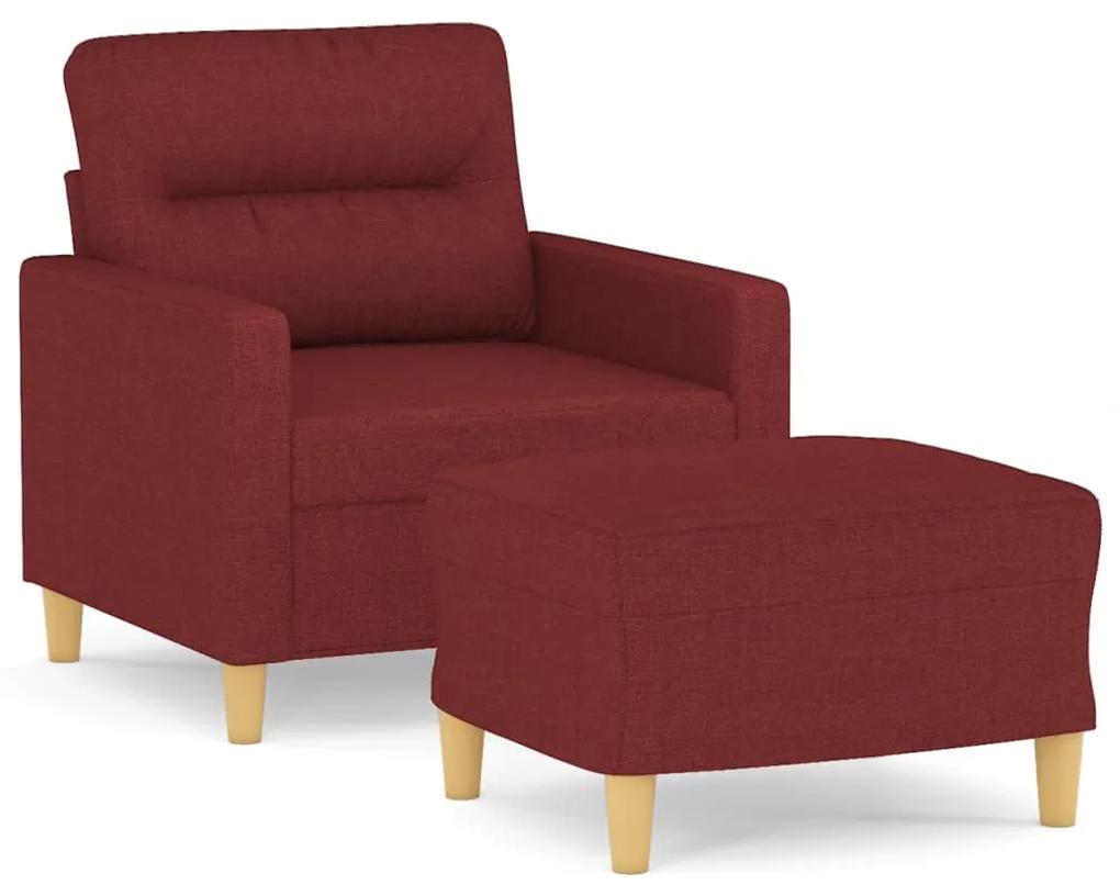 Fotoliu canapea cu taburet, rosu vin, 60 cm, material textil Bordo, 78 x 77 x 80 cm