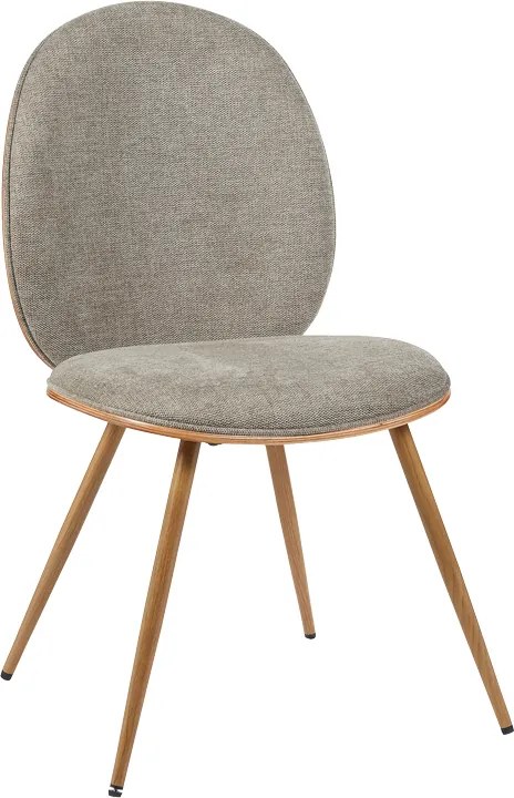 Scaun Bucatarie/Dining Neytt, Placat Cu Lemn Finisaj Stejar, Tapiterie Textil Grej, Picioare Metalicem Finisaj Lemn