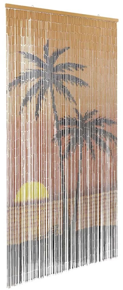 vidaXL Perdele ușă cu insecte imprimeu palmieri 90x220 cm bambus