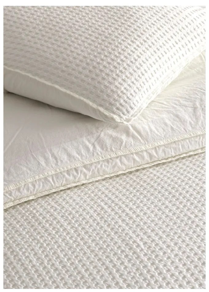 Lenjerie de pat albă din bumbac ranforcé pentru pat de o persoană 140x200 cm Waffle Striped – Mila Home Luxury