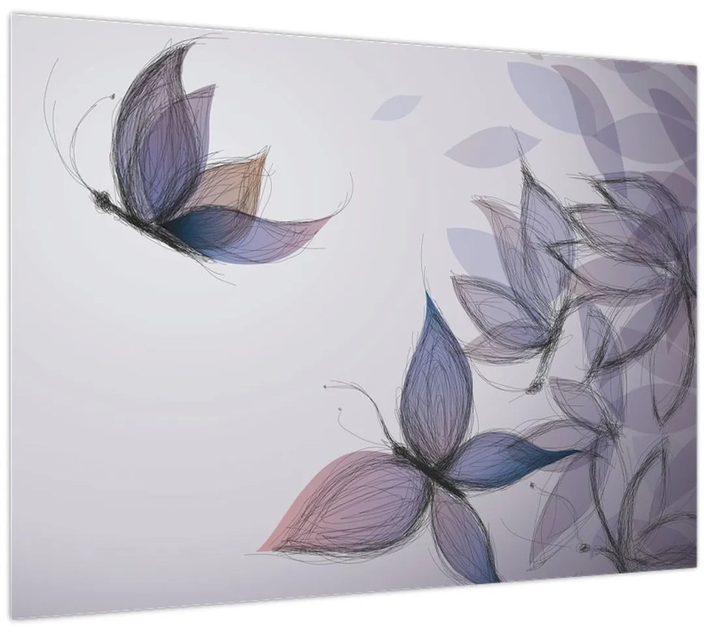 Tablou - Fluturi desenați (70x50 cm)