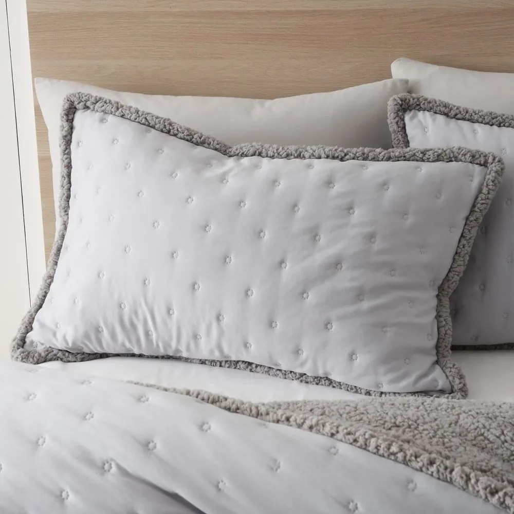 Lenjerie de pat gri din sherpa pentru pat dublu 200x200 cm Cosy Nori – Catherine Lansfield