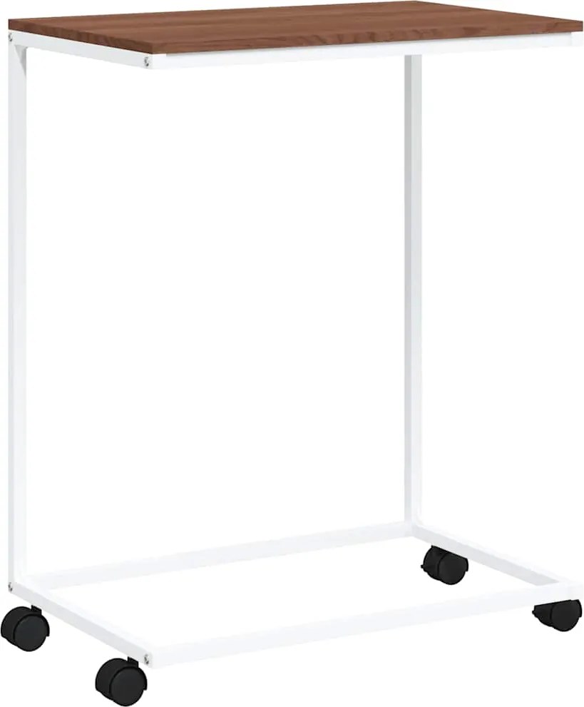 vidaXL Măsuță laterală cu roți, alb, 55x35x70 cm, lemn prelucrat