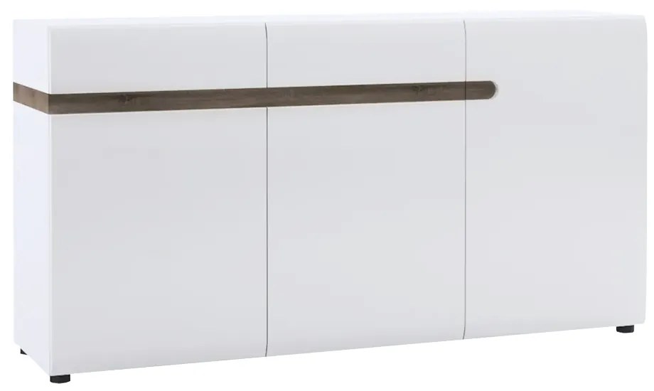 Comodă, albă strălucitoare HG/stejar sonoma închis, LYNATET TYP 40