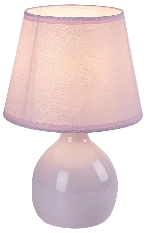 Lampa de masa ceramica si abajur roz Ingrid