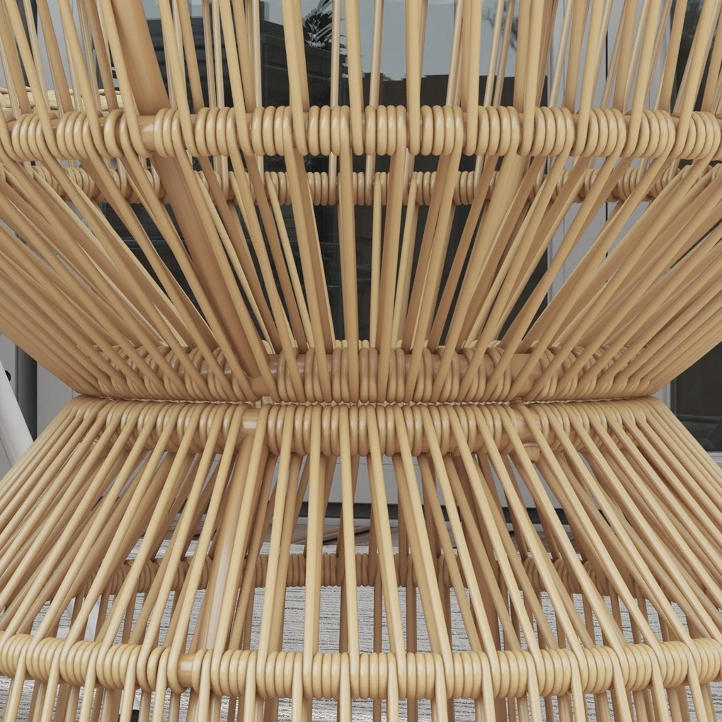 Outsunny Masă laterală pentru exterior, masă de grădină din ratan, blat din sticlă, PE-ratan, 60 cm x 60 cm x 50 cm, natural | Aosom Romania